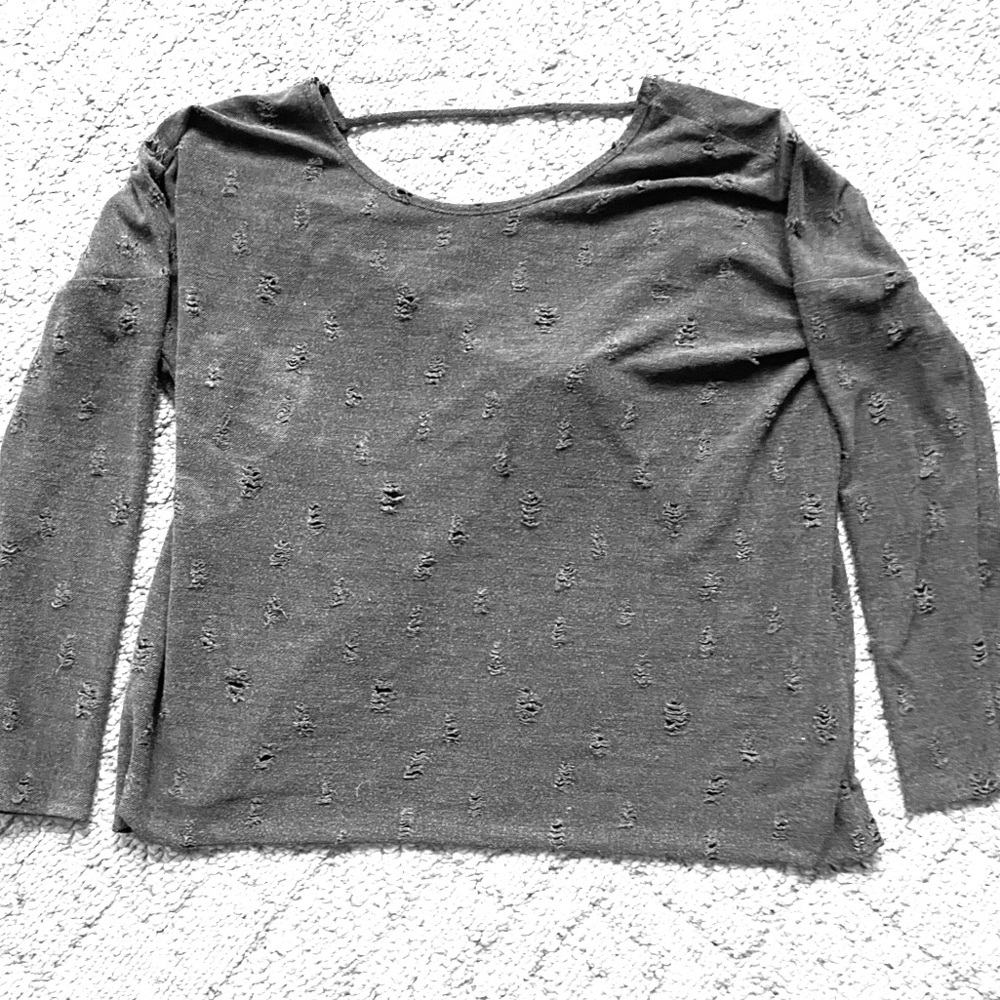 Gray detailed and cross cross back sweater